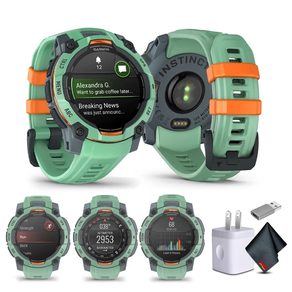Garmin Instinct 3 45mm, AMOLED, Açık GPS Smartwatch, 7/24 Sağlık İzleme, 18 Günlük Battery Life, İnşa Edilmiş Flashlight, Neo Tropic (010-02936-01) Erkekler için Fitness ve Taktik Akıllı İzle ürün görseli 1