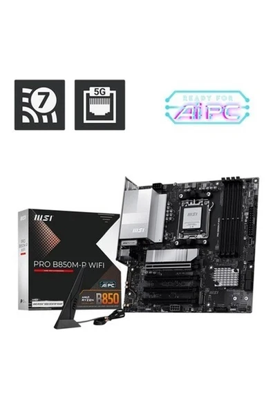 Msı MB Pro B850M-P Wıfı Am5 Ddr5 8200MHZ(OC) HDMI Dp 3x M.2 USB 10GBS 5g Lan Wı-Fı 7 Matx ürün görseli 1