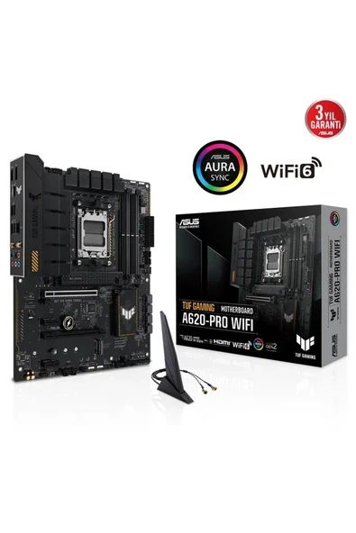 Tuf Gamıng A620-pro Wıfı, 4xddr5, 2x M.2, Hdmı, Dp, Type-c, Am5 Soket Gamıng Anakart ürün görseli 1