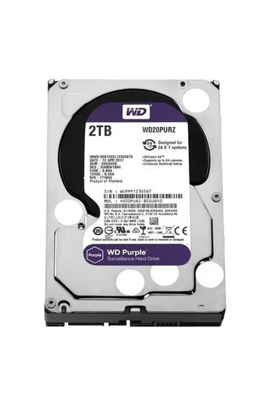 WD 2TB Purple 3.5" 64MB 5400RPM WD20PURZ Harddisk ürün görseli 1