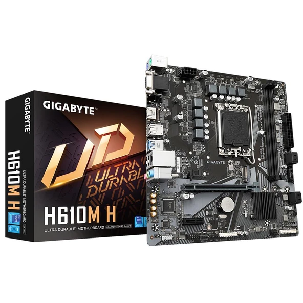 GIGABYTE H610M H 5600MHz (OC) DDR5 Soket 1700 M.2 USB 3.2 HDMI D-Sub mATX Anakart ürün görseli 1
