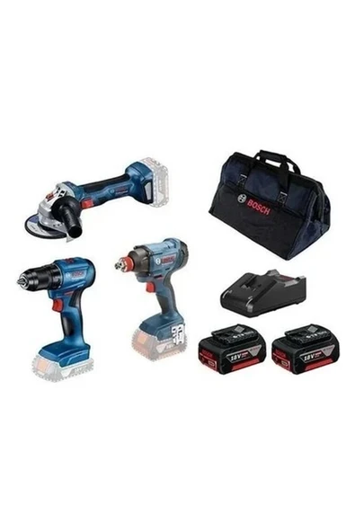 Bosch Professionel Gsr 185-LI + Gdx 180-LI + Gws 180-LI (2x 4.0 Ah, Gal 18V-40) + Raf Toolbag In Carton - 0615990N3P ürün görseli 1