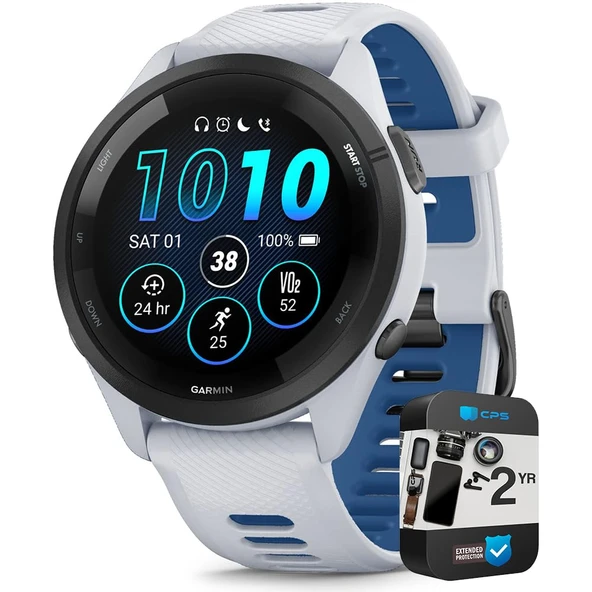 Garmin 010-02810-01 Forerunner 265 GPS Smartwatch Whitestone/Tidal Blue | Resmi ABD Ortak Modeli | Sche with 2 YR CPS Advancedd Protection Pack ürün görseli 1