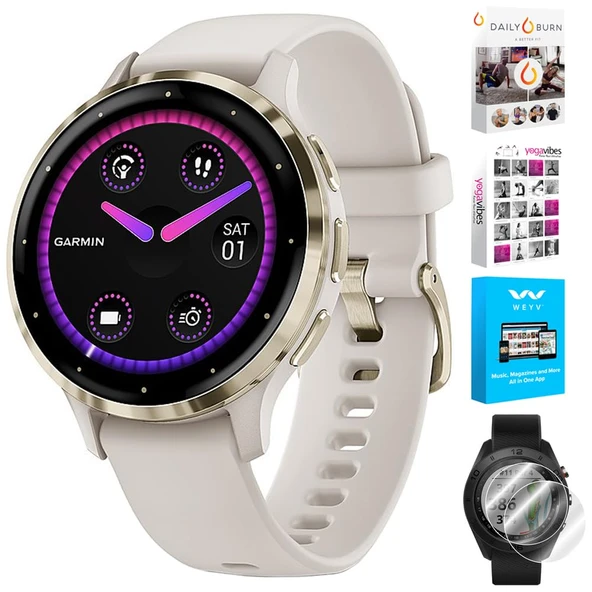 Garmin 010-02785-04 Venu 3S Health Fitness GPS Smartwatch Gold Steel Bezel with Ivory Case 41mm | Resmi ABD Ortak Modeli | Grafik ve Wellness Suite ürün görseli 1