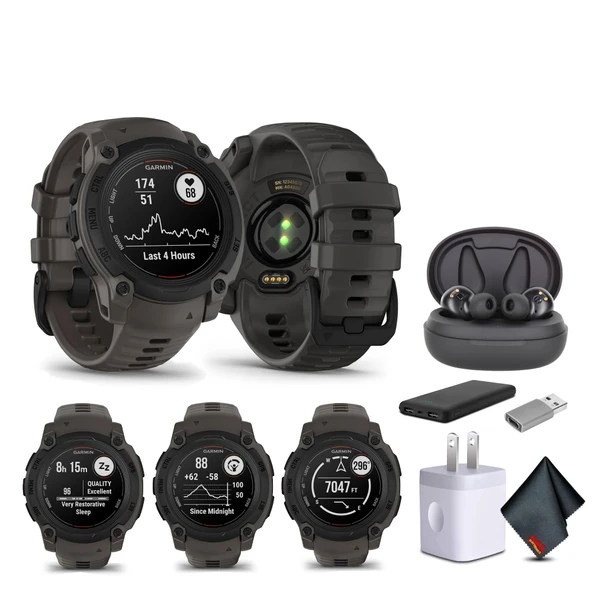 Garmin Instinct E 40mm, Açık GPS Smartwatch, 7/24 Sağlık İzleme, 14 Günlük Battery Life, Charcoal (010-02932-00) Earbuds Sche ürün görseli 1