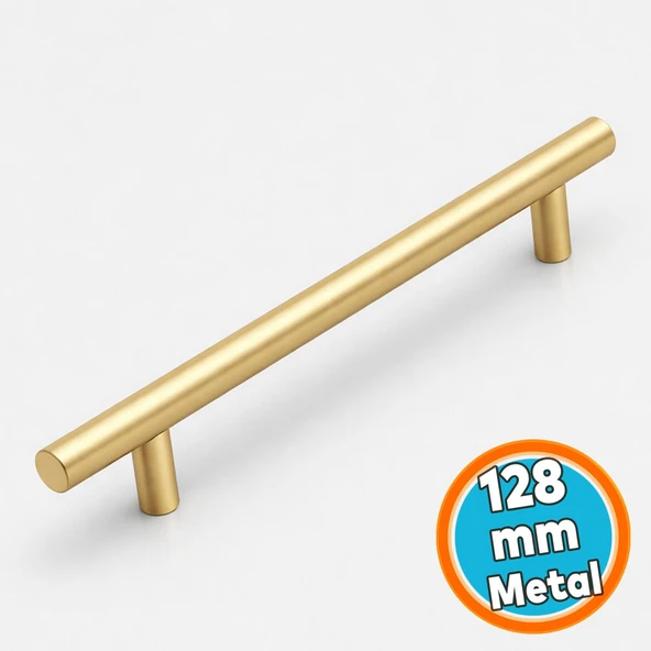 Mobilya Mutfak Çekmece Dolap Dolabı Kulbu Kulpu Kulpları 1 Adet (128 mm) Soft Altın Metal ürün görseli 1