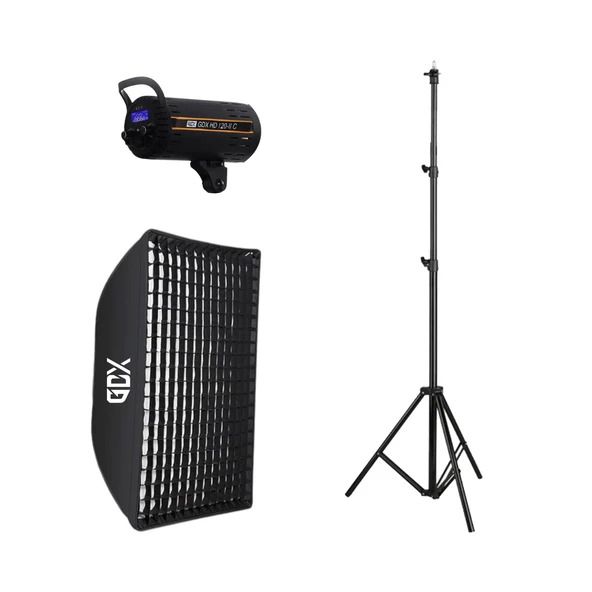 GDX HD-120II C BiColor LED Video Işığı 120W Tekli Set 60x90 Gridli Softbox Işık Ayağı ürün görseli 1