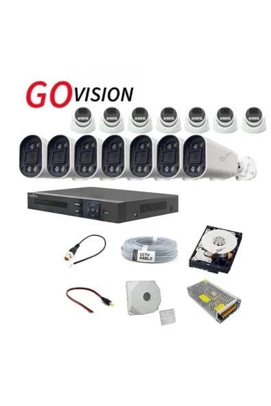 14'lü 5MP AHD Kamera Seti – Full Color, 360mm Lensli, Gece Görüşlü Güvenlik Sistemi 869794 ürün görseli 1