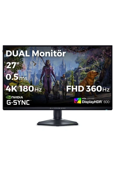 Dell Alienware AW2725QF 27 Dual Çözünürlük 4K 180Hz - Fhd 360Hz 0.5ms HDMI Dp Type-C Hdr 600 G-Sync IPS Gaming Monitör ürün görseli 1