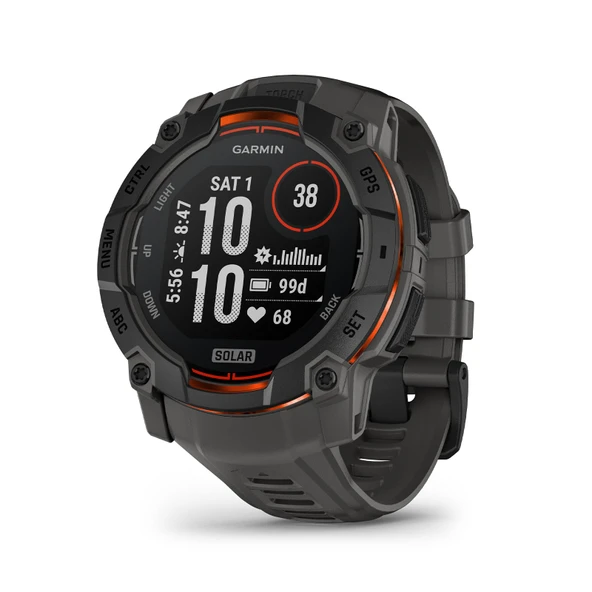 Garmin Instinct® 3 50mm, Solar Charged Display, Rugged Outdoor GPS Smartwatch, Metal-Reinforced Bezel, built-in Flashlight, Charcoal ürün görseli 1