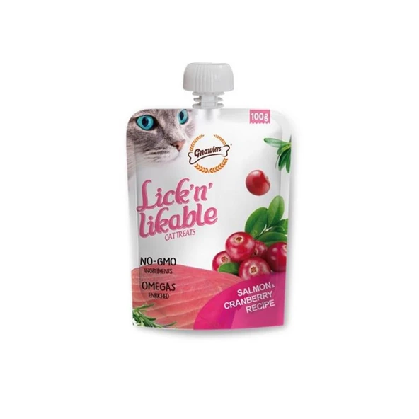 Gnawlers Somon ve Kızılcıklı Krema Kedi Ödül Maması 100gr ürün görseli 1