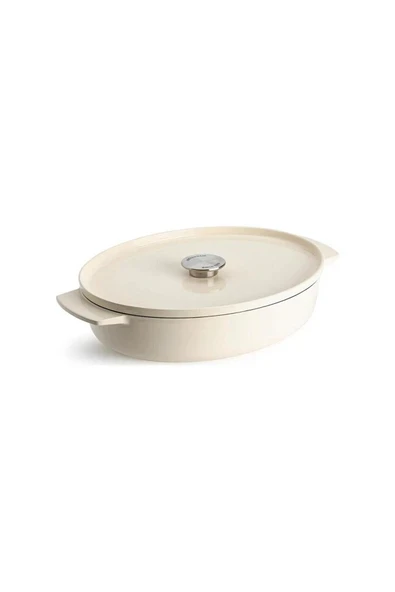 Kitchenaid Krem Rengi Oval Döküm Demir Tencere 30 cm Krem ürün görseli 1