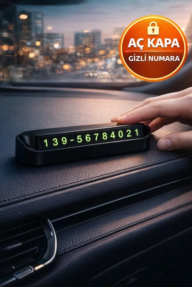 Araç Torpido Üstü Aç Kapa Numaratör Gizli Otopark Telefon Kartı Fosforlu Oto Park Levhası ürün görseli 1