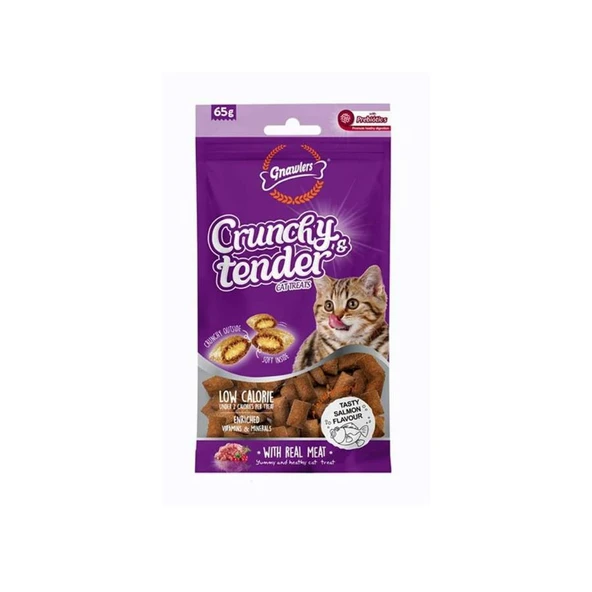 Gnawlers Crunchy Somonlu Prebiotik Destekli Kedi Ödül Maması 65gr ürün görseli 1
