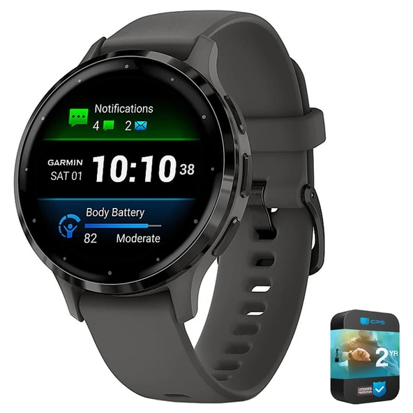 Garmin Venu 3S Health Fitness GPS Smartwatch Steel Bezel with Pebble Gray Case 41mm | Resmi ABD Ortak Modeli | Sche 010-02785-00 with 2 YR CPS Advancedd Protection Pack ürün görseli 1