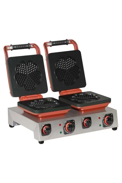 Sabit İkili Waffle Makinesi Kalp Çiçek Ø190 ürün görseli 1