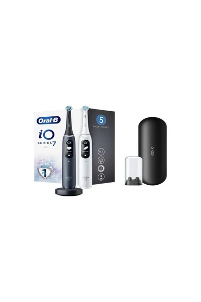 Oral-B iO 7 Şarjlı Diş Fırçası Seti 2'li - Siyah/Beyaz ürün görseli 1