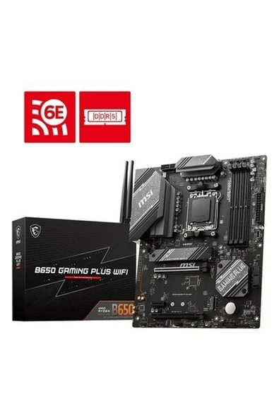 MSI MB B650 GAMING PLUS WIFI AM5 DDR5 6000MHZ(OC) HDMI DP 2xM.2 USB3.2 2.5G LAN WIFI 6E ATX ürün görseli 1