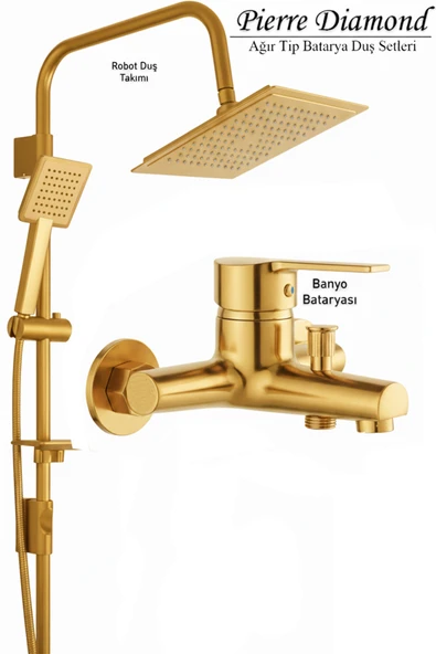 Lüks Banyo Bataryası ve Robot Duş Seti Gold Renk ürün görseli 1
