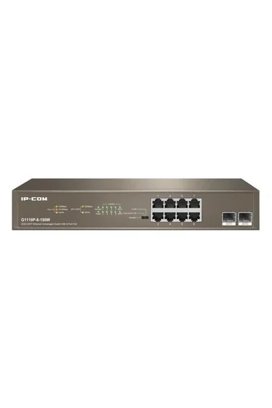Ip-Com G1110P-8-150W 8 Port Gigabit Poe 2 Port Gigabit Sfp Poe Switch 130W ürün görseli 1