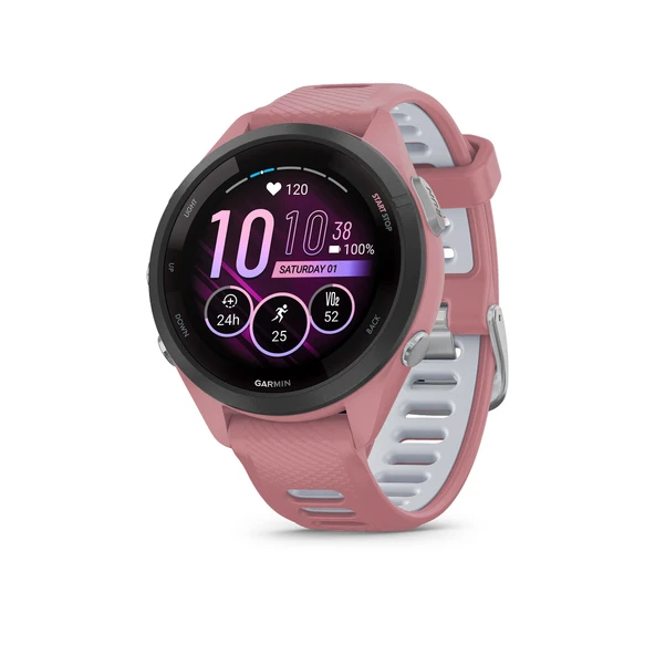 Garmin Forerunner 265S Smartwatch, Renkli AMOLED Ekran, Eğitim Metrikleri ve Kurtarma İçgörüleri, Işık Pink ve Toz Gray Gray ürün görseli 1