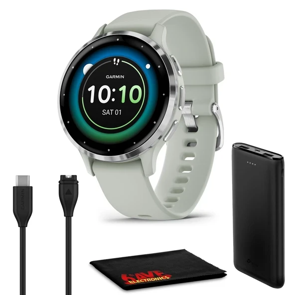Garmin Venu 3S Gelişmiş Fitness ve Sağlık Takip Cihazı Akıllı Saat Gümüş Paslanmaz Çelik Çerçeve, 41MM Adaçayı Grisi Kasa ve Silikon Bant 1,2 İnç AMOLED... ürün görseli 1