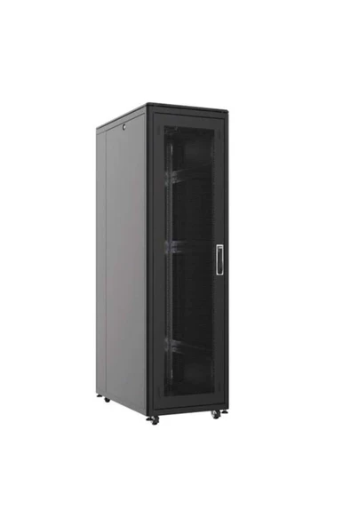 22u + 2li Fan 600x1000mm Dikili Tip Siyah Kabinet Vega AG-VB22U6010S1 Cam Kapak ürün görseli 1