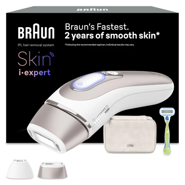 Braun Akıllı IPL epilasyon cihazları 7 Skin i Expert - Evde kalıcı ve ağrısız epilasyon - Dahil. ücretsiz uygulama, çanta, Venus tıraş makinesi, 2 akıllı aparat - PL7147, beyaz/pembe altın ürün görseli 1
