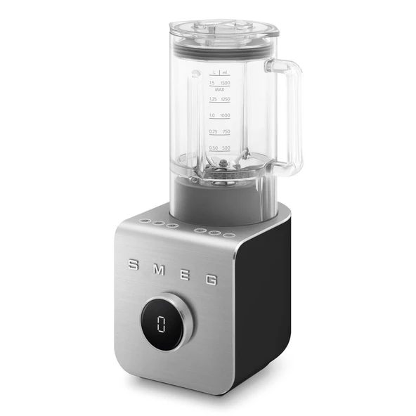 SMEG, yüksek performanslı blender BLC01BLMEU, 5 önceden ayarlanmış program, 9 manuel hız seviyesi, duraklatma ve darbe işlevi, plastik gövde, kaymaz taban, 1400 W, siyah ürün görseli 1