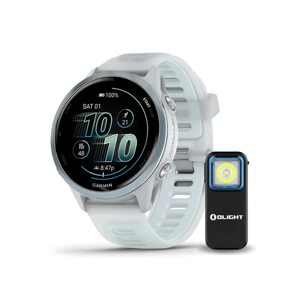 Garmin Forerunner 570-42mm Cloud Blue Alüminyum with Whitestone/Cloud Blue Band Sche with Pirelli Clip-On Flashlight (2 Elements) ürün görseli 1