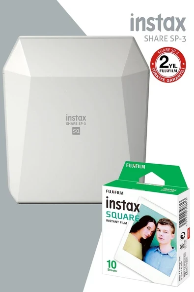 Share SP-3 Beyaz instax Yazıcı & 10'lu Kare Film ürün görseli 1
