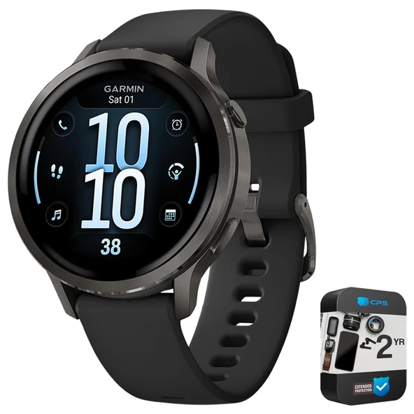 Garmin 010-03013-02 Venu 4, 41 mm Sağlık ve Fitness GPS Smartwatch, Slate with Black Silikon Band Sche with 2 YR CPS Geliştirilmiş Koruma Paketi ürün görseli 1
