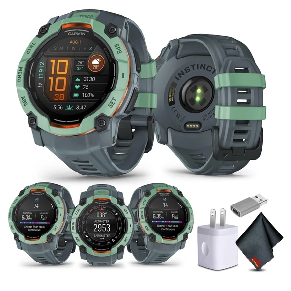 Garmin Instinct 3 50 mm, AMOLED Ekran, Sağlam Dış Mekan GPS Akıllı Saat, Metalle Güçlendirilmiş Çerçeve, Dahili El Feneri, 24 Gün Pil Ömrü, Neo Tropic/T... ürün görseli 1