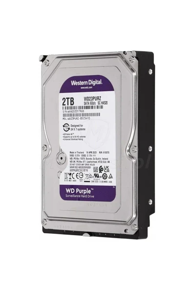 WD Purple WD22PURZ 3.5" 2TB 256MB 5400 Rpm 7/24 Güvenlik HDD ürün görseli 1