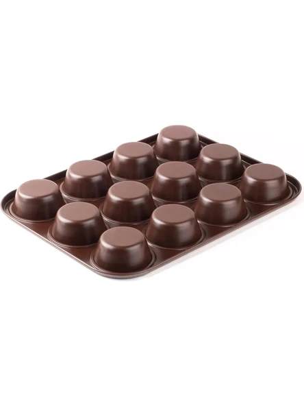 Tantitoni 006-01-KAHVERENGİ 12Lİ MUFFIN KALIBI 27X35CM ürün görseli 1