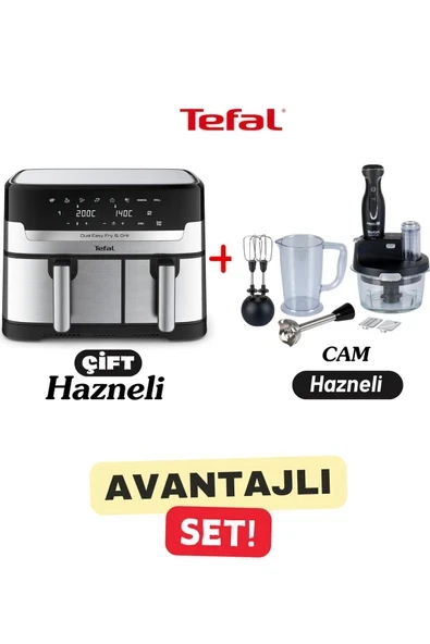 8,3L Aile Boyu Çift Hazneli Premium Airfyer + Cam Hazneli Tefalin En Güçlü Blender Mutfak Robotu ürün görseli 1