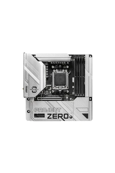 MSI MB B650M PROJECT ZERO AM5 DDR5 7600MHZ(OC) HDMI DP M.2 USB3.2 2.5G LAN WI-FI 6E mATX ürün görseli 1