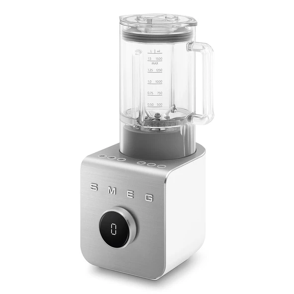 SMEG, yüksek performanslı blender BLC01WHMEU, 5 önceden ayarlanmış program, 9 manuel hız seviyesi, duraklatma ve darbe işlevi, plastik gövde, kaymaz taban, 1400 W, beyaz ürün görseli 1
