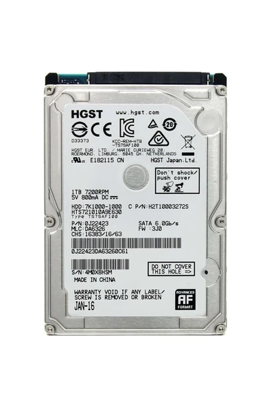 Travelstar 7k1000 2.5\" 1tb 7200rpm Okuma 140 Mb/s Yazma 130 Mb/s Sata 3 Hts721010a9e630 ürün görseli 1
