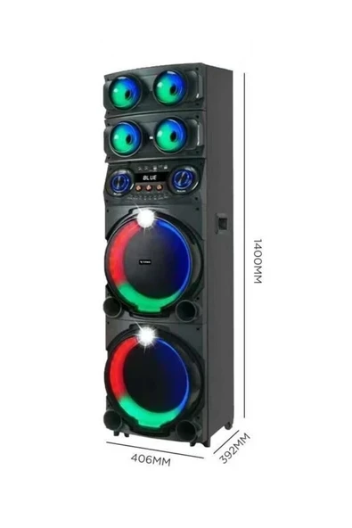 DEV PARTY SPEAKER ÇİFT KABLOSUZ MİKROFONLU ŞARJLI BLUETOOTH HOPARLÖR RGB IŞIKLI UZAKTAN KUMANDALI ürün görseli 1