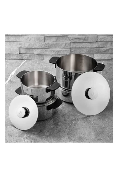 Jumbo 3PLY İnfinity 8 Parça Çelik Tencere Seti ürün görseli 1