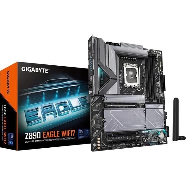 GIGABYTE Z890 Eagle Wifi 7 Intel LGA 1851 DDR5 9200Mhz (OC) 4x M.2 USB3.2 Atx Anakart ürün görseli 1