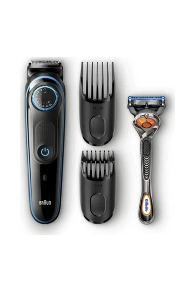 Braun BT 5040 Kablosuz Saç & Sakal Şekillendirici - Siyah/Mavi Kablosuz + Gillette Fusion ürün görseli 1