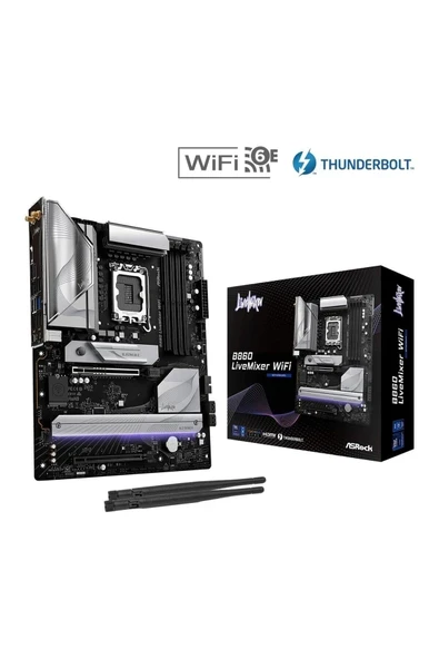 Asrock B860 Lıvemıxer Wıfı Intel B860 Soket 1851 Ddr5 8666MHZ (Oc) M.2 Anakart ürün görseli 1