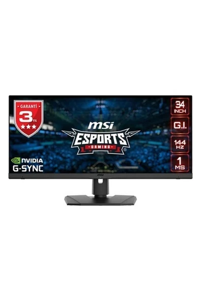 MSI 34" OPTIX MPG341QR 3440x1440 (UWQHD) FLAT IPS 144HZ 1MS G-SYNC COMPATIBLE  GAMING MONITOR ürün görseli 1