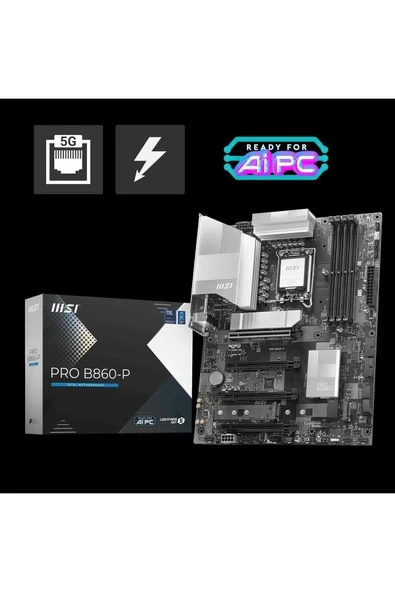 MSI PRO B860-P SOKET 1851 DDR5 8600MHZ(OC) 3xM.2 1x TB4 HDMI DISPLAY 5G LAN ATX ürün görseli 1