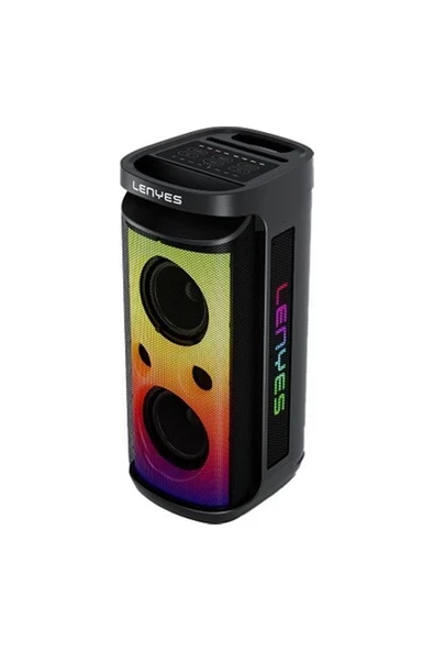 Lenyes Rgb Işık Bluetooth Hoparlör Lenyes S882 Su Geçirmez Mikrofonlu Çoklu Giriş Tws Karaoke Fm V5.3 Siyah ürün görseli 1