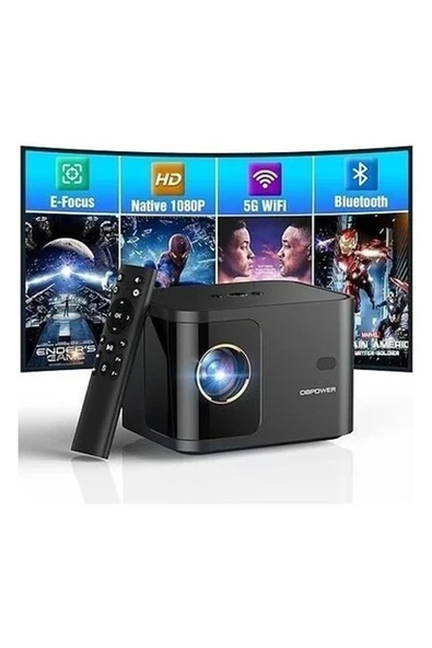 Dbpower 5g Wifi Mini Bluetooth Projektör 4k, 1080P Wifi,hdmi,usb - Siyah ürün görseli 1