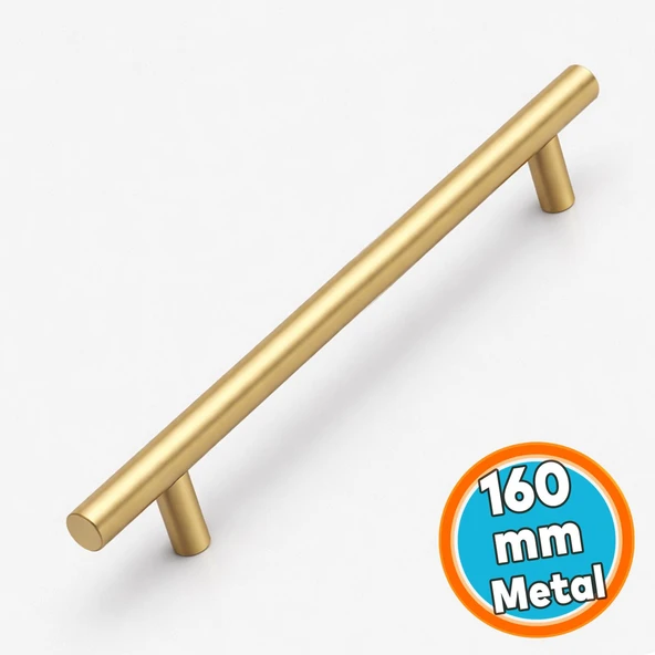 Mobilya Mutfak Dolap Çekmece Dolabı Kulbu Kulpu Kulpları Soft Altın Metal 1 Adet (160 mm) ürün görseli 1