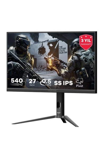 FAZEON X27F540 27" 540Hz 0.5ms HDMI DP HDR FreeSync G-Sync Pivot FHD SS IPS Gaming Monitör ürün görseli 1